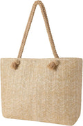Tavaleu Straw Beach Bags for Women, Large Beach Bag Summer Woven Tote Bag Travel Shoulder Handbags for Holiday