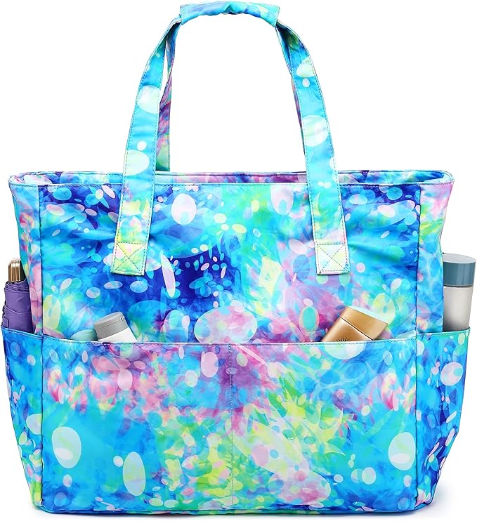 Bluboon Waterproof Beach Tote Pool Bags for Women Ladies Extra Large Carry On Bag With Wet Compartment for Weekender Travel