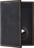 Passport Holder for Travel, Genuine Leather Passport Wallet Cover Case with Airtag Slot, RFID Blocking, for Women Men, Travel Essentials Gift, Black