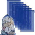 6PCS Blue Mesh Bag Drawstring, 23 x 35 Inch Net Bag with Lock, Multipurpose Storage Bags for Gym, Laundry, Balls, Beach and Toys