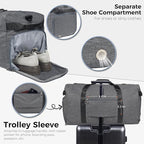 Fmeida 65L Duffle Bag with Shoes Compartment, Foldable Travel Duffel Bags for Men Women, Large Packable Travel Bag Water Repellent & Tear Resistant (Gray)