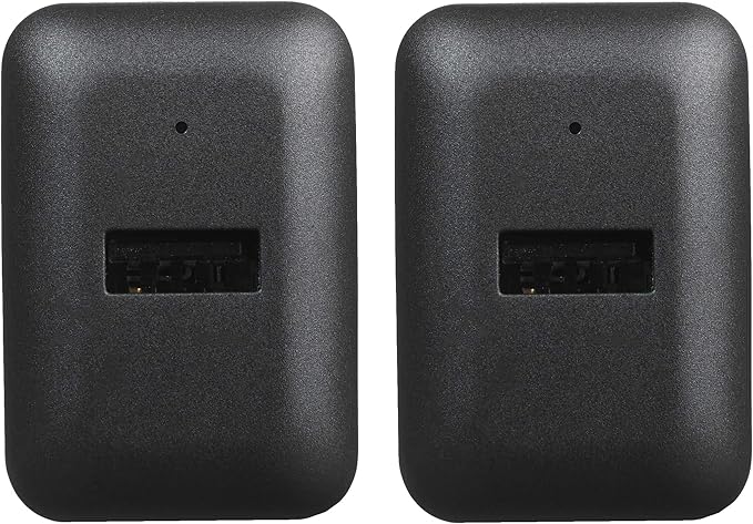 Amazon Basics 12W One Port USB-A Portable Wall Charger (2.4A) for Phones (iPhone 16/15/14/13/12/11/X, Samsung, and more), 2-Pack, Black