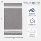 Cotton Turkish Beach Towel with Towels Oversized 36"x72" Pool Absorbent Extra Large Quick Dry Sand Travel Towel (Grey, 2 Pack)