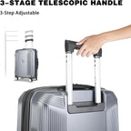 28 Inch Luggage with Spinner Wheels, Lightweight Expandable PC Hardside Large Checked Luggage with TSA Lock, Durable Rolling Suitcase, Gray