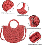 Womens Straw Beach Bag Woven Crossbody Shoulder Bags Top Handle Satchel Handbag Purse for Summer