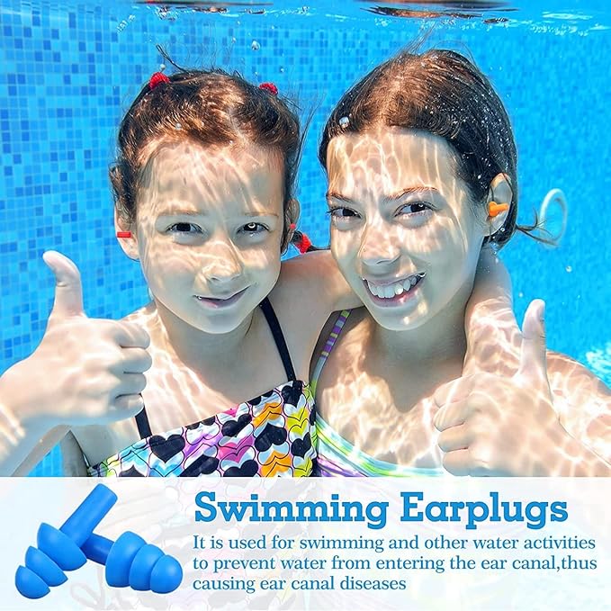 300 Pairs Ear Plugs Bulk for Sleeping Noise Cancelling, Swimming, Shooting, Concerts, Snoring 10 Assorted Colors with Carry Cases Reusable Silicone Earplugs Soft Ear Plugs