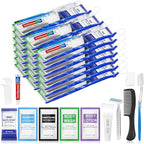 Personal Hygiene Kit Bulk Pack of 30,Individually Wrapped 13-IN-1 Blue Disposable Basic Travel Toiletry Set Homeless Care Package Supplies for Men,Women,Guests,Charity