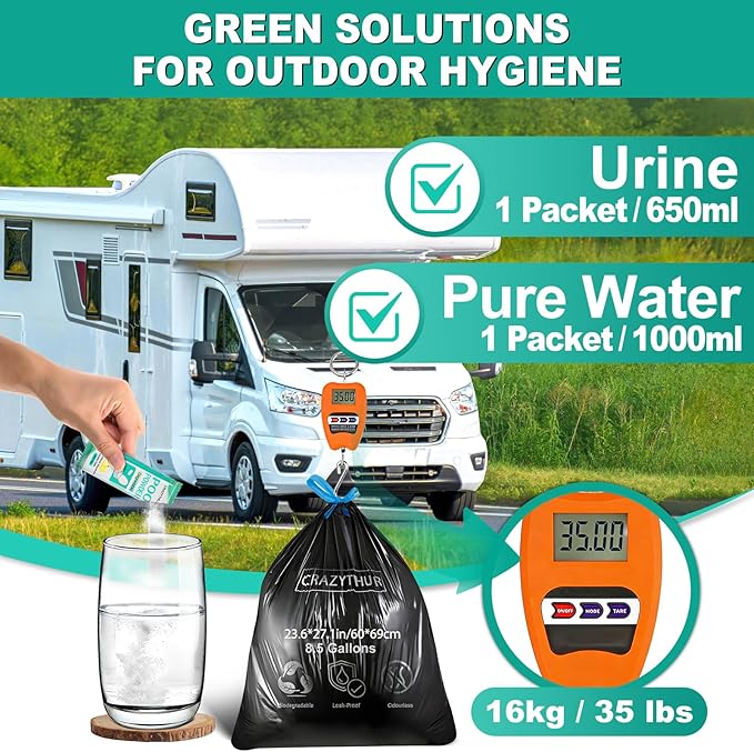 Portable Toilet Gel, Poo Powder for Portable Toilet, Camping Toilet Gel, Pee Powder, Portable Toilet Powder for Outdoor Camping and Hiking Toilet Gel Powder