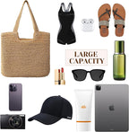 Trifabricy Beach Bags for Women, Large Beach Bag, Woven Straw Tote Bags Waterproof, Weaving Swim Shopping Travel Bag