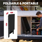 Feasto Folding Grill Table, Pizza Oven Table & Portable Table with Bottom Shelf, Tool Hooks, Trash Bag Holder & Paper Towel Rack, Grill Stand for Pizza Oven & Tabletop Griddle (Black)