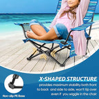 HaSteeL Folding Beach Chair Set of 2, Foldable Striped Camping Chairs for Outside, Low Beach Chair Portable for Adults Fishing, Picnic, Outdoor BBQ, Travel, Sports, Cup Holder & Storage Bag