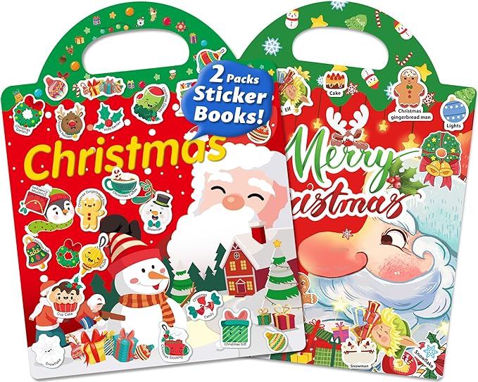 Walenced Reusable Sticker Book for Toddlers, Stickers for Kids, Toddler Sticker Book, Toddler Craft Activities, Toddler Travel Toys Boy Girl Birthday Gifts - Christmas
