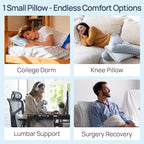 Cooling Shredded Memory Foam Travel & Camping Pillow Large, Adjustable College Dorm Pillow for Home-Like Comfort,Compressible Portable & Medium Firm Neck Support, Ideal Sleeping, Car, Airplane
