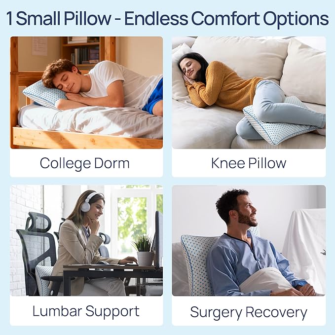 Cooling Shredded Memory Foam Travel & Camping Pillow Large, Adjustable College Dorm Pillow for Home-Like Comfort,Compressible Portable & Medium Firm Neck Support, Ideal Sleeping, Car, Airplane
