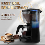 Portable Coffee Maker for Camping, Compact Drip Coffee Maker Brewer Includes 22oz Glass Carafe, Reusable Powder Filter for Traveling, RV, Office, Camping
