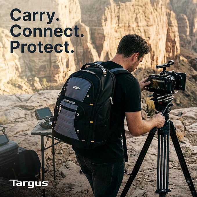 Targus Drifter II Laptop Backpack, Black/Gray – Backpack for Men for Business and Travel, Durable Water-Resistant Material, Fits up to 17" Laptops (TSB239US)