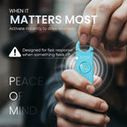 POM Personal Safety Alarm for Women – 130dB Loud Emergency Siren, USB-C Rechargeable with Bright LED Flashlight, Portable Keychain Design for Self Defense, Purse, Backpack & Travel (Aqua)