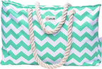 Beach Bag and Pool Bag Has Cooler Pocket, 7 Pockets Total, Zip Top. Family Size Waterproof Beach Tote