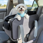 PETSFIT Multipurpose Center Console Dog Car Seat, Airline Approved Dog Car Carrier with Safety Tether and Pockets, Portable Cat Car Seat, Dog Car Seats for Small Dogs, Cats Up to 9 LBS (Deep Grey)