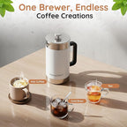 1.6L French Press Coffee Maker, 54oz Large Capacity French Press Stainless Steel Brewer with Double Filter Mesh for Kitchen Travel Camping, Hot & Cold Brew Coffee Maker Gifts (White)