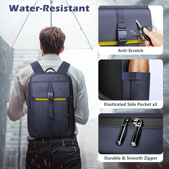 hk Slim Laptop Backpack for Men Women, Lightweight Business Backpacks 15.6 Inch Water-resistant Computer Bag for College Work Daily