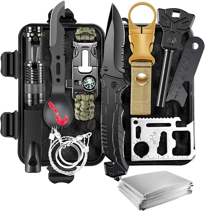 Survival Kit for Men & Emergency Backpack - 11-in-1 Emergency Survival Gear for Camping, Hiking, Backpacking | Earthquake Preparedness, Outdoor Essentials