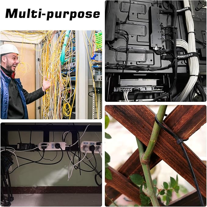 Zip Ties 8 inch, 5000 Pack Black Zip Ties, Self-Locking Nylon Cable Ties with 40 lbs Tensile Strength,Wire Ties for indoor and outdoor use.