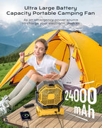 Misting Fan, Portable Camping Fans with 9oz Water Tank, 24000mAh Rechargeable Fan with 4 Speed, Battery Powered Fans with 120H Cooling, Last 5H Mists, 2 Mist Modes, Light, Outside/Summer Essential