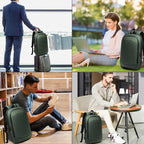 Business Backpack 17 Inch Slim Expandable Waterproof Travel Laptop Backpacks with USB Charger Port Anti-Theft Lightweight Large Work Computer Bag College Laptop Backpacks Gifts for Men Women, Green