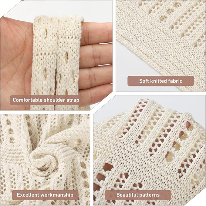 WantGor Crochet Bags, Beach Mesh Tote Bag Womens Shoulder Shopping Handbag Casual Travel Totes Bag Foldable Hobo Bags