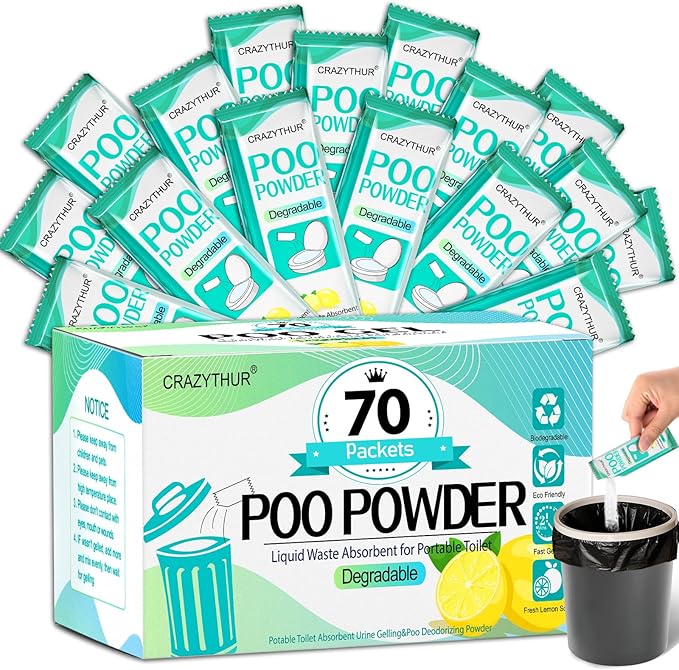 Portable Toilet Gel, Poo Powder for Portable Toilet, Camping Toilet Gel, Pee Powder, Portable Toilet Powder for Outdoor Camping and Hiking Toilet Gel Powder