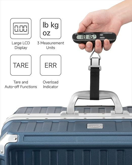 LUGGEX Luggage Weight Scale, Suitcase Scale, Luggage Scale Travel Digital, Travel Scale with Large LCD Display, Portable & Battery Included (Black, 1 Pack)