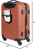 Wrangler Smart Spinner Hardside Luggage, 22-Inch Carry-On, Burnt Orange