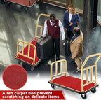Gilprop Hotel Luggage Cart Bellman's Cart Rectangular Steel Deluxe Platform Truck Holds 850lbs of Luggage(Red)