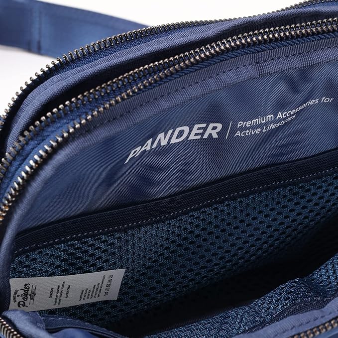 Pander Everywhere Belt Bag for Women, 5 Zipper Pockets Nylon Crossbody Fanny Pack Purse (Blue Perennial)