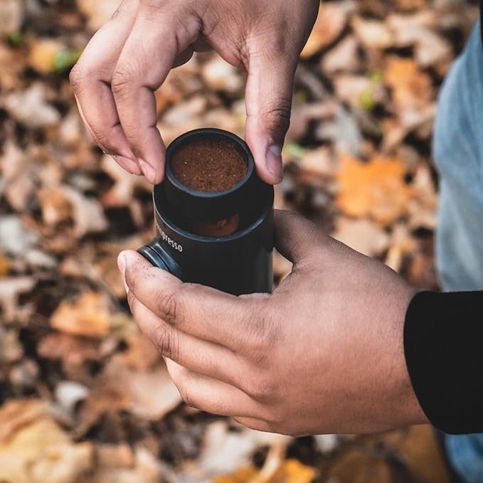 WACACO Nanopresso Portable Espresso Machine, Evolution of the Minipresso, Maximum Pressure 18 Bar, Travel Coffee Maker, No Need for Battery, Manual Operated, Grey