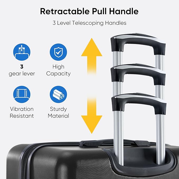 OLIXIS 29 Inch Luggage, Hardside Checked Suitcase with Spinner Wheels, Lightweight ABS Hard Shell Travel Luggage, TSA Approved Lock, Expandable Large Suitcase for Business & Travel–Black