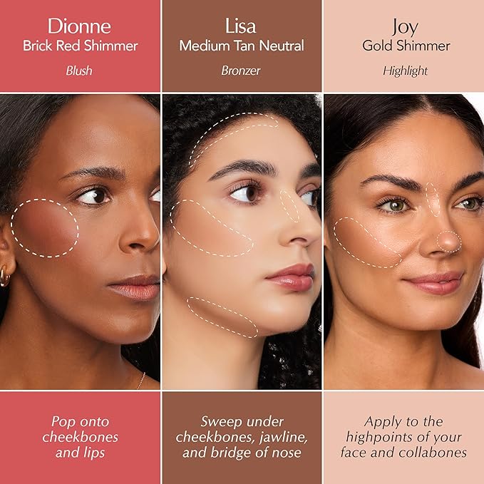 Thrive Causemetics Triple Threat Color Stick Mother's Day Makeup Gift Set for Women: Blush, Highlighter, Bronzer & Contour Stick, Waterproof Smudge Proof Face Makeup Formula, 3 Shades