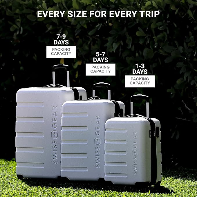 SwissGear 7366 Signature Hardside Expandable Luggage with Spinner Wheels, TSA Lock, Cup-Holder, Clearly Aqua, 3-Piece Set (19/23/27)
