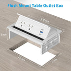Table Power Outlet Hub PD20W USB-C Fast Charging Station, Recessed Outlet with 2AC Outlets and USB Ports for Conference Room Kitchen Countertop, White