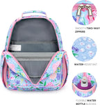 mibasies Kids Backpack for Girls: Girls Backpack 5-8 - Kindergarten Elementary School Bookbag for Girl - Flower Light Blue