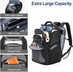 KROSER TSA Friendly Travel Laptop Backpack 18.4 inch XXXL Gaming Backpack Water-Repellent College Daypack Business Backpack with RFID Pockets & USB Port for Men/Women-Black/Grey