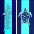 Genovega 2 Packs Oversized Beach Towel Set 36 x 72 in Large Big Pool Camping Swim Clearance Soft Towels Travel Essentials Accessories Must Haves Vacation Necessities Adult Gifts Shark Turtle