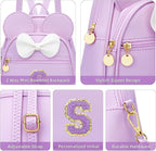 KKXIU Girls Initial Bowknot Cute Mini Backpack for Toddler, Travel Small Girl Backpacks, Personalized Birthday Gifts for Little Girls and Kids(S, Purple)