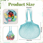 Thinp 2 Pcs Cotton Mesh Produce Bags, Reusable Mesh Grocery Bag with Long Handle Net Tote Cotton String Shopping Bag for Fruit Vegetables Market Shopping