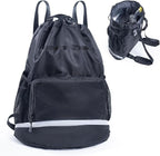 Swim Beach Sports Drawstring Backpack - Gym Bag with Shoes Compartment and Waterproof Pocket for Gym Accessories, Swim Essentials - Kids Mens Beach Workout Bag