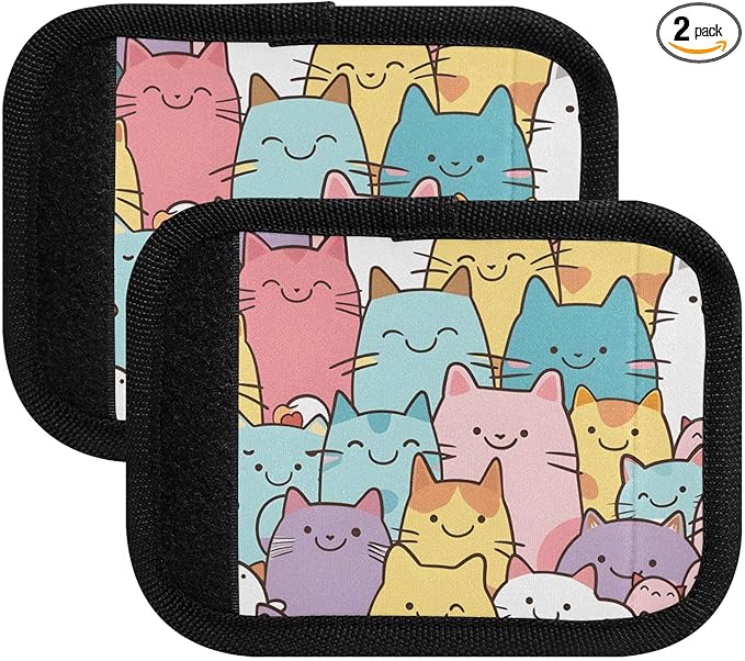 Japanese Cats Luggage Handle Wrap for Suitcase Luggage Tags Handle Covers Identifiers Soft Decorations Travel Accessories 2 Pack