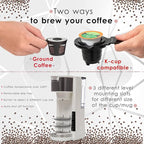 Single Serve Coffee Maker, 2 in 1 Brewer for K Pod & Ground Coffee, 180s Rapid Brew 6 to 14oz Capacities with Auto Shut Off, Small Compact Design for Home Office Travel Camping-White