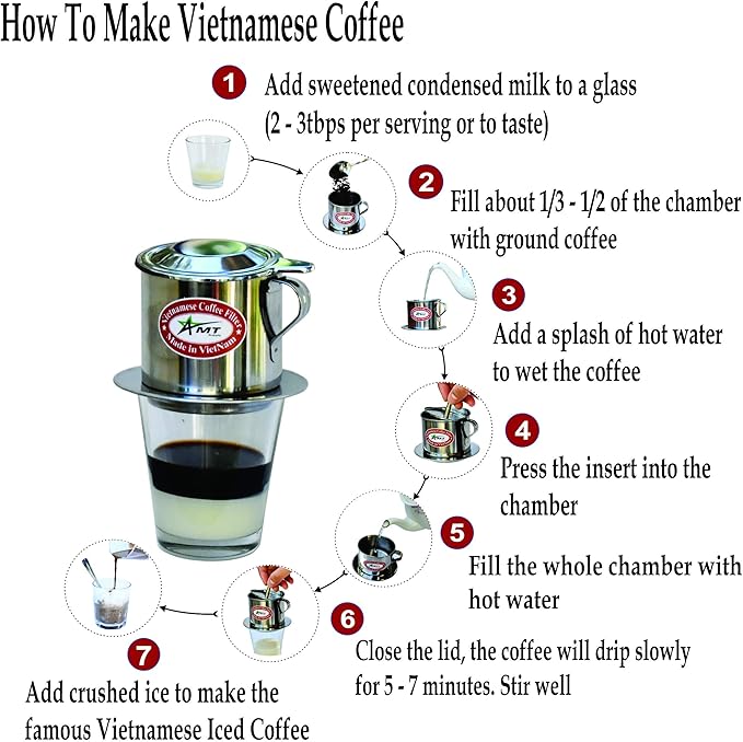 AMT 6.5 oz Coffee Maker, Phin Filter, Screw Down Coffee Dripper for Vietnamese Style Coffee at Home or Office