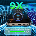 【MFi Certified】iPhone Car Charger Fast Charging, Linocell 60W Dual USB C Car Power Cigarette Lighter Car Carplay Charger with 2Pack Type C to Lightning Braided Cable for iPhone 14 13 12 11 Pro XS iPad